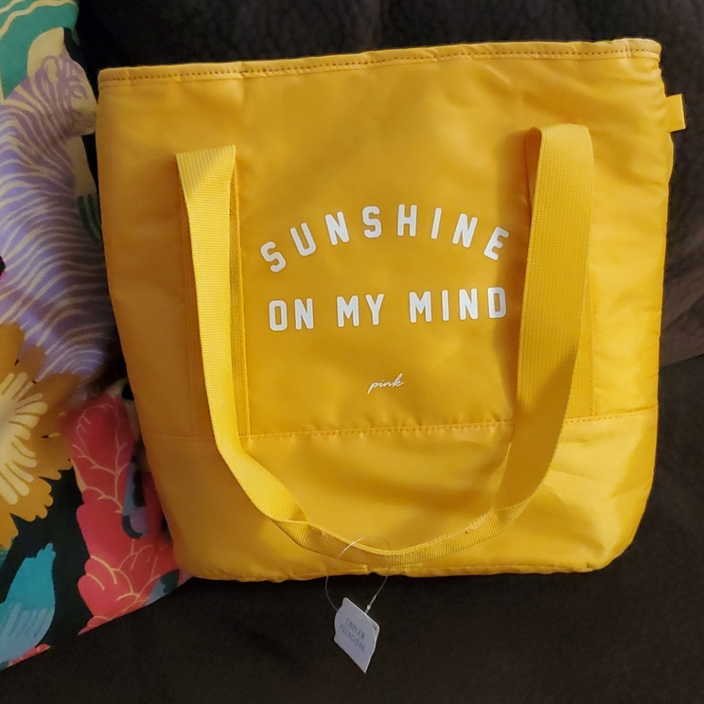 Victoria secret pink yellow cooler tote